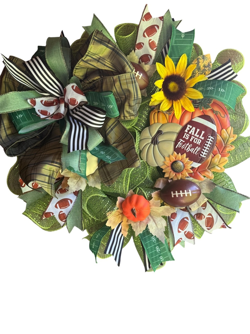 Fall Is For Football Green & Orange Decorative Wreath -